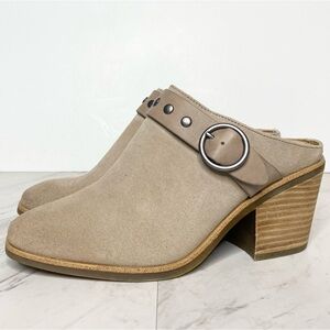 Sofft Corey Gray Tan Suede Heeled Clog 8M